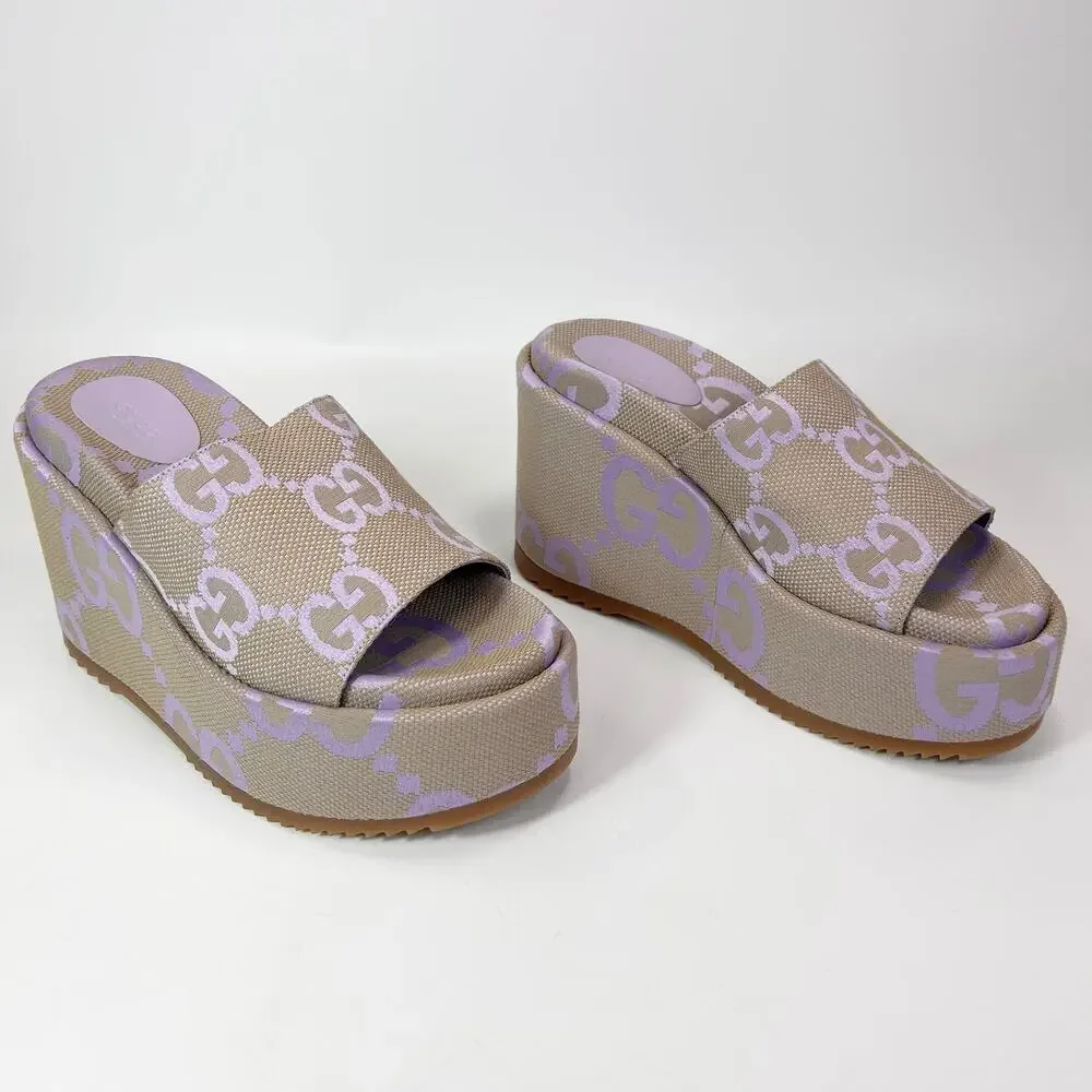Gucci Lavender Logo Platform Slide Sandal - Women's - Picture 3 of 8